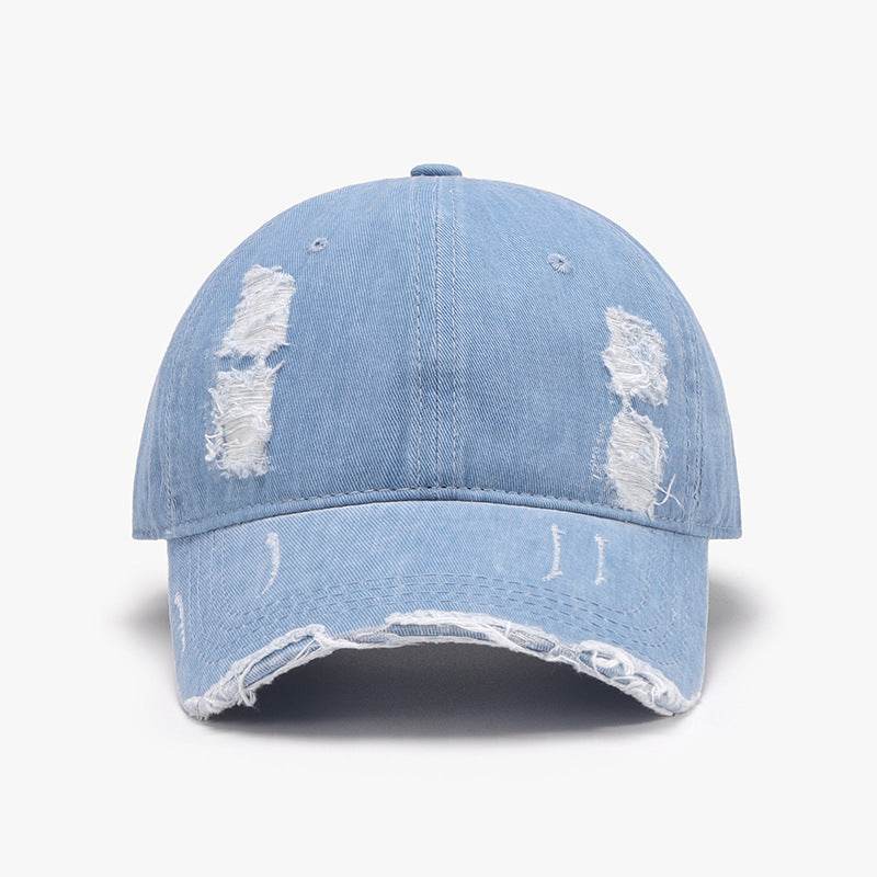 Distressed Adjustable Cotton Baseball Cap - Hovatok