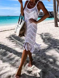 Fringe Scoop Neck Cover-Up - Hovatok