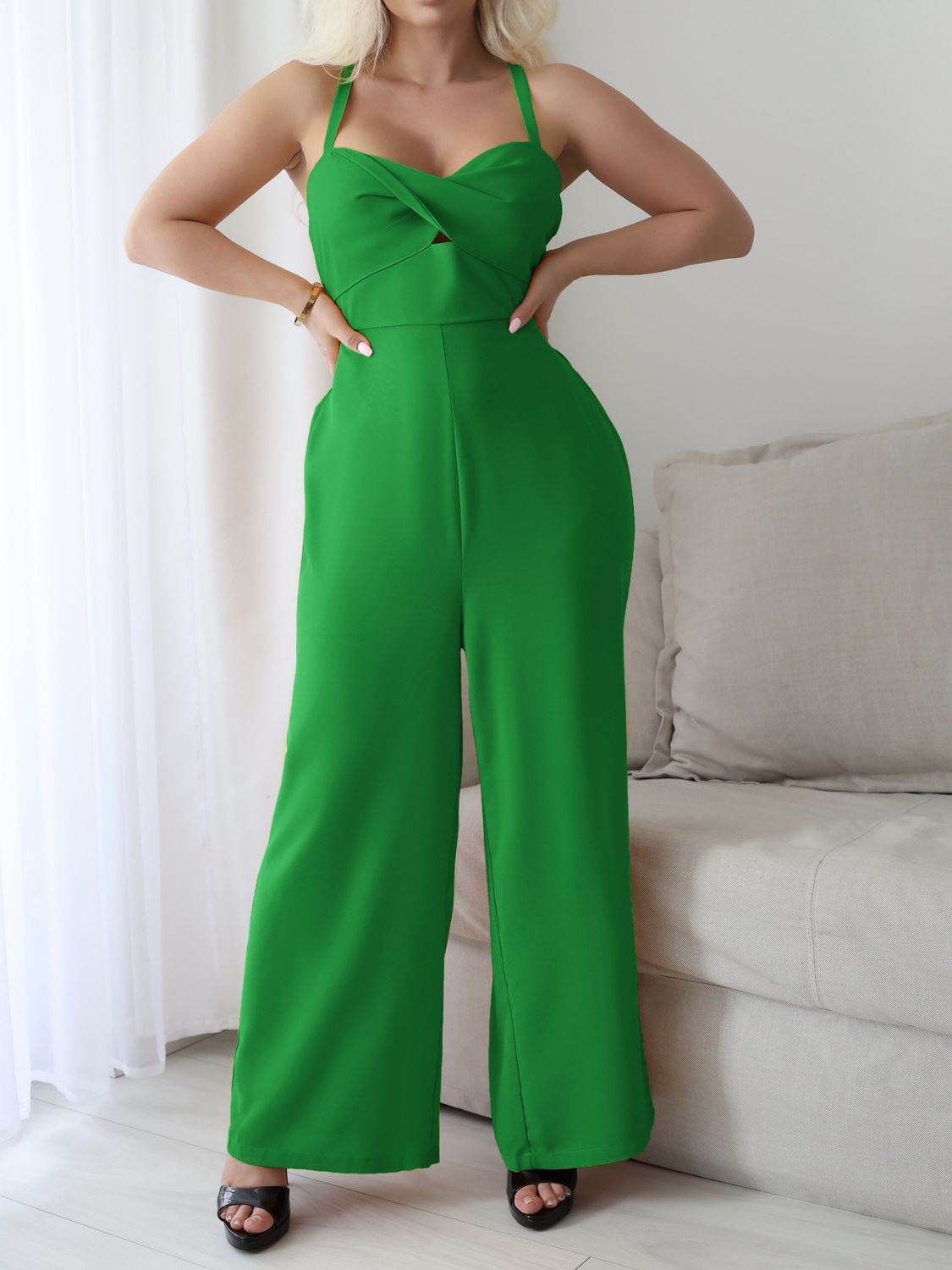 Devine Tie Back Backless Crisscross Jumpsuit - Hovatok