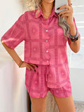Devine Printed Button Down Shirt and Shorts Set - Hovatok