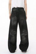 Washed Cat Whiskered Wide Leg Jeans - Hovatok