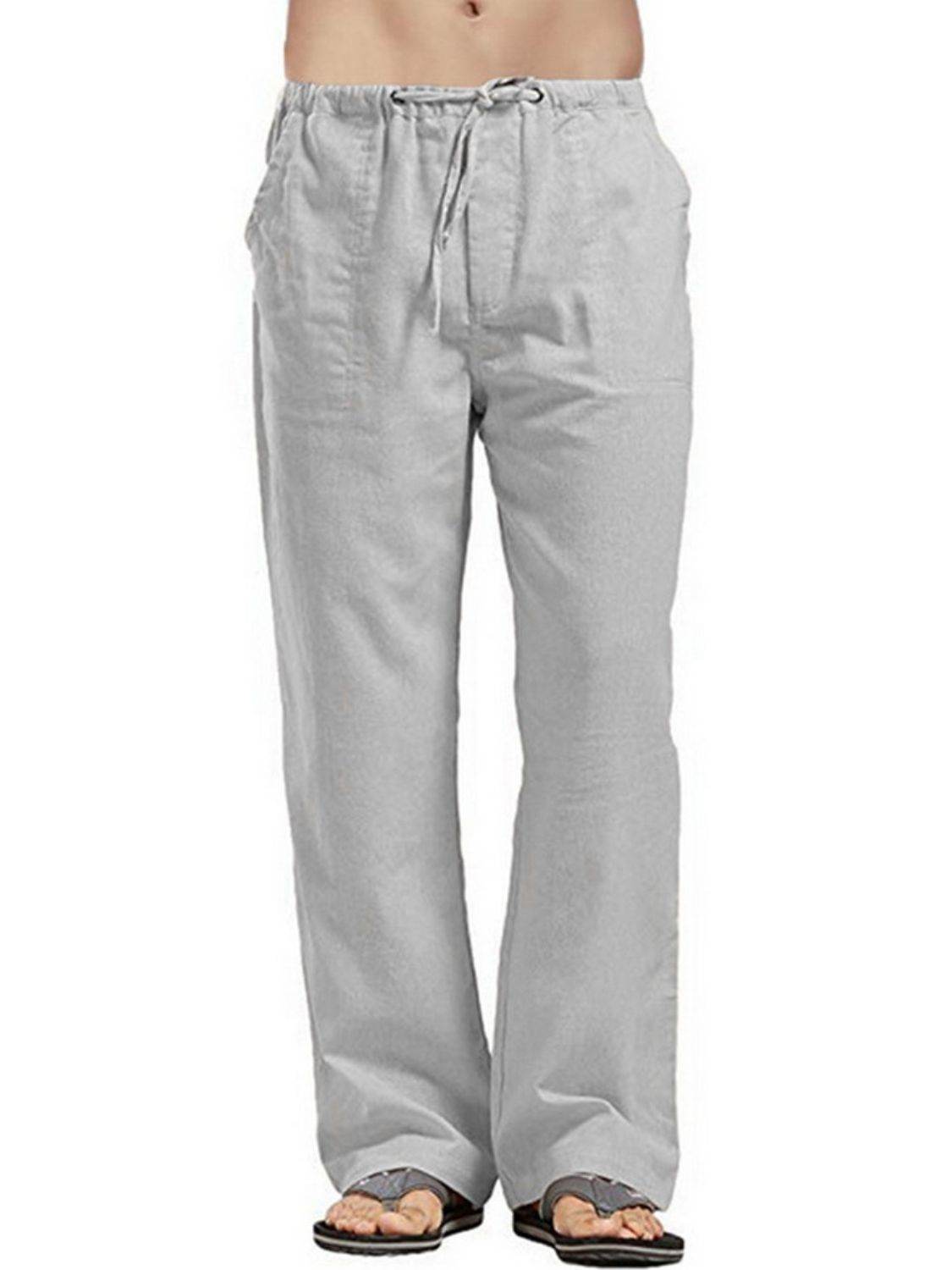 Men's Full Size Drawsting Straight Leg Pants Plus Size - Hovatok