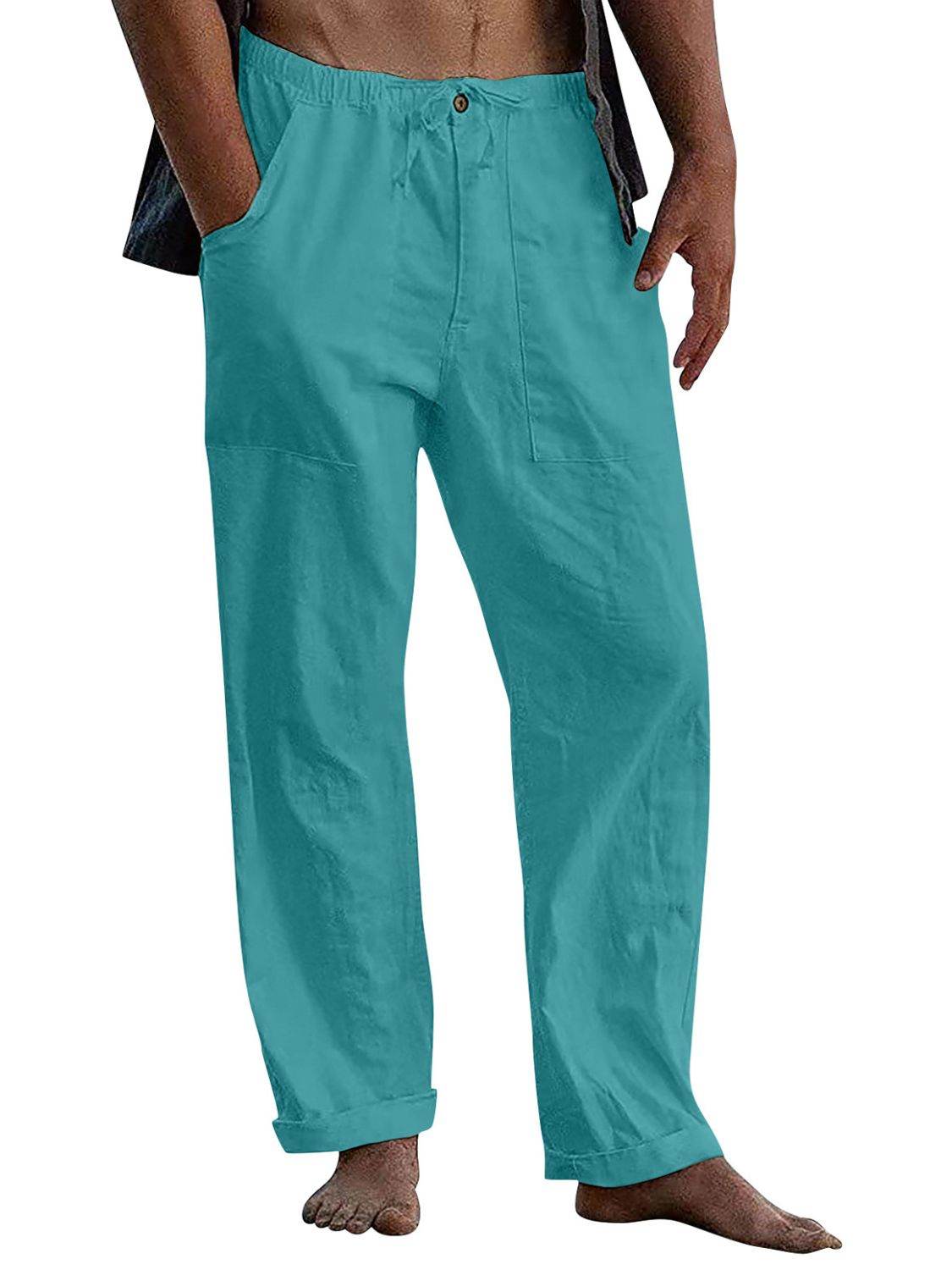 Men's Full Size Drawstring Straight Leg Pants Plus Size - Hovatok