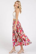Mittoshop Flower Print Elastic Waist Tiered Skirt - Hovatok
