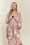 ADORA Printed V-Neck Batwing Sleeve Dress - Hovatok