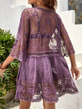 Lace Detail Plunge Cover-Up Dress - Hovatok