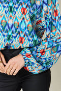 Double Take Full Size Printed Balloon Sleeve Blouse - Hovatok