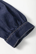 Collared Neck Half Zip Denim Dress - Hovatok