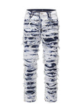 Men's Distressed Raw Hem Straight Jeans - Hovatok