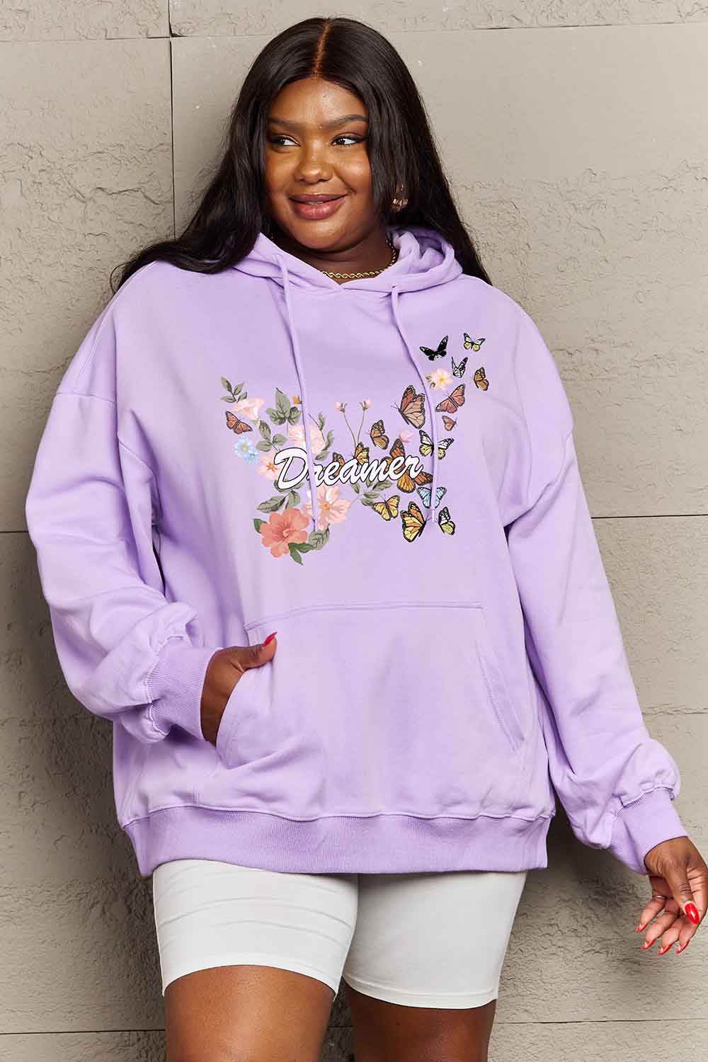 Simply Love Simply Love Full Size Dropped Shoulder DREAMER Graphic Hoodie - Hovatok