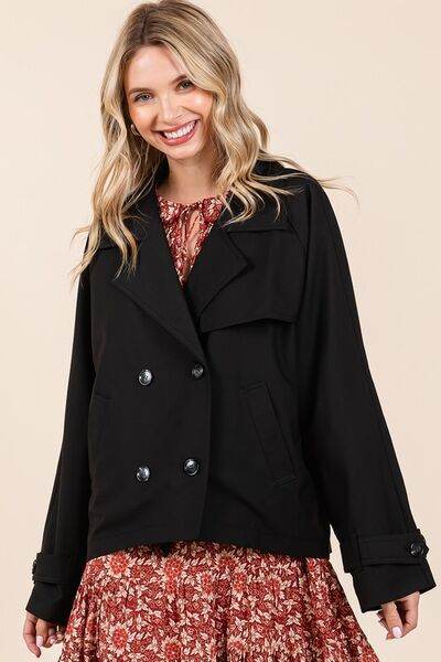 Mittoshop Double Breasted Long Sleeve Trench Coat Jacket - Hovatok