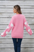 Angel Wings Heart Dropped Shoulder Long Sleeve Sweater - Hovatok