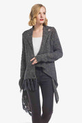 Angel Wings One-Button Tassel Tie Asymmetrical Hem Cardigan - Hovatok