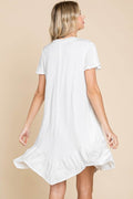 Culture Code Full Size Short Sleeve Ruffled Asymmetric Hem Dress - Hovatok