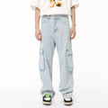 Men's Washed Straight Cargo Jeans - Hovatok