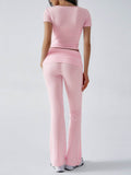 Devine Short Sleeve Top and Bootcut Legging Set - Hovatok