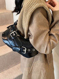 PU Leather Buckle Shoulder Bag - Hovatok