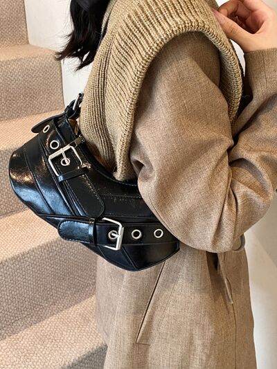 PU Leather Buckle Shoulder Bag - Hovatok