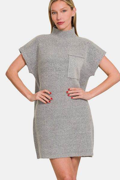 Zenana Short Sleeve Sweater Mini Dress - Hovatok