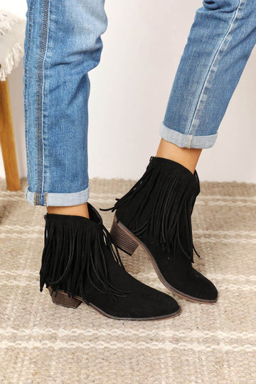 Legend Women's Fringe Cowboy Western Ankle Boots - Hovatok