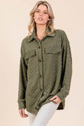 BOMBOM Checkered Button Down Dropped Shoulder Shacket - Hovatok