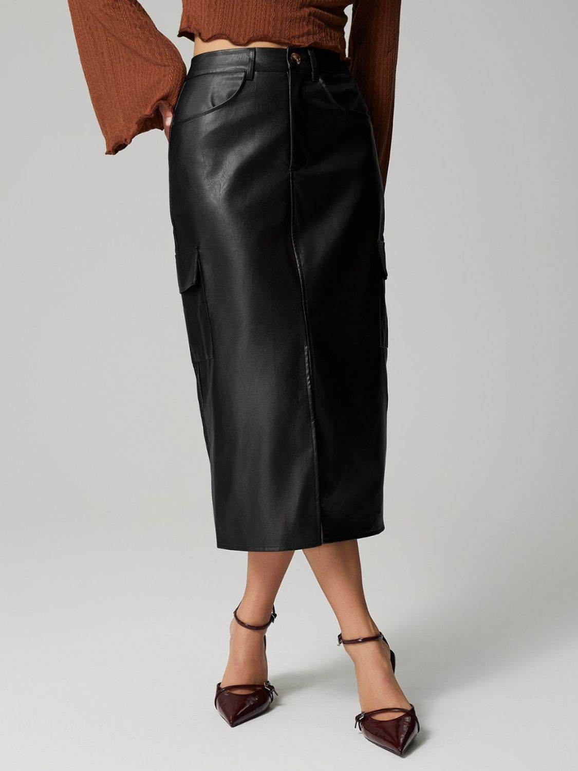 Slit Midi Skirt with Pockets - Hovatok