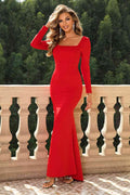 Square Neck Long Sleeve Dress - Hovatok