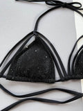 Glitter Halter Neck Strappy Two-Piece Bikini Set - Hovatok