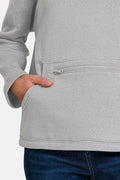 Zenana Turtleneck Half Snap Fleece Sweatshirt - Hovatok