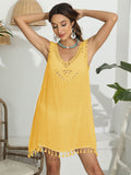 Tassel Scoop Neck Wide Strap Cover-Up - Hovatok