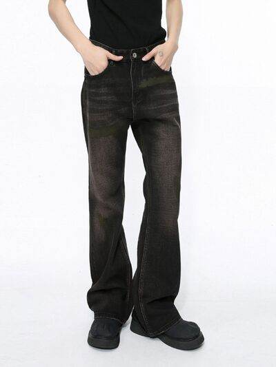 Men's Clean Fit Bootcut Jeans with Pockets - Hovatok