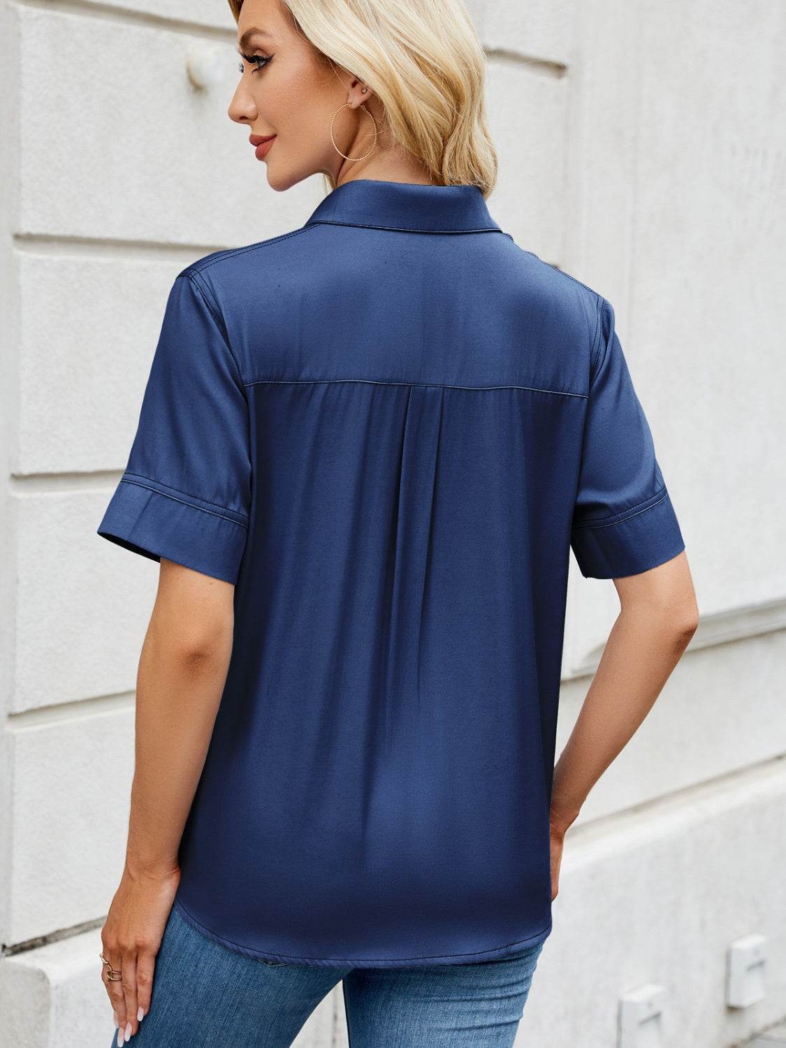 Collared Neck Short Sleeve Shirt - Hovatok