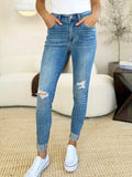 Judy Blue Full Size Mid Rise Destroy & Cuff Skinny Jeans - Hovatok