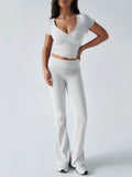 Devine Short Sleeve Top and Bootcut Legging Set - Hovatok