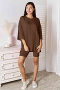 Basic Bae Full Size Soft Rayon Three-Quarter Sleeve Top and Shorts Set - Hovatok
