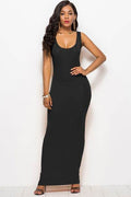 Scoop Neck Wide Strap Maxi Dress - Hovatok