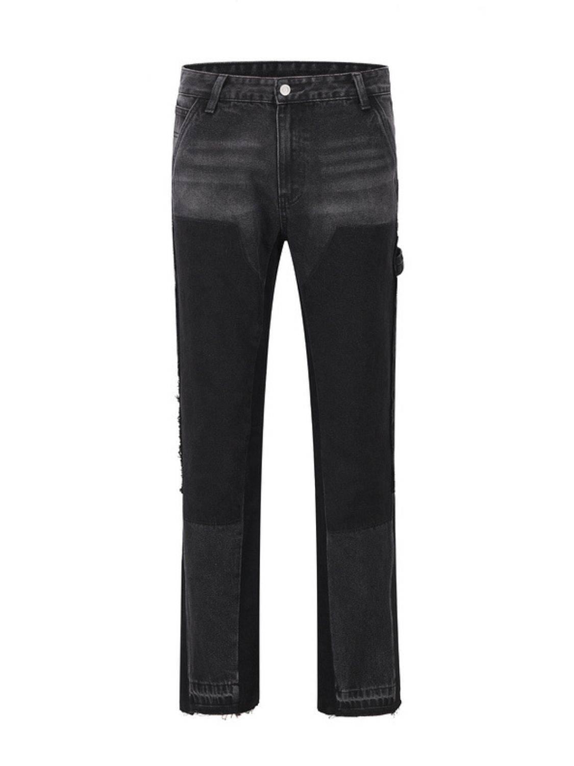 Men's Full Size Washed Straight Leg Jeans Plus Size - Hovatok