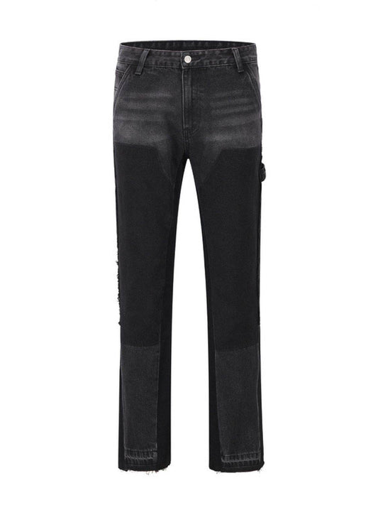 Men's Full Size Washed Straight Leg Jeans Plus Size - Hovatok