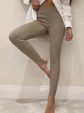 Ribbed Mid Waist Leggings - Hovatok