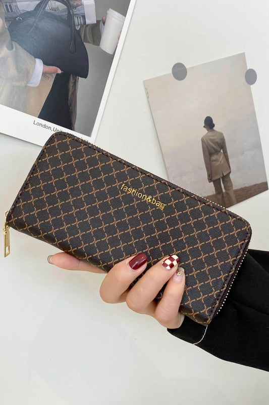 PU Leather Plaid Wallet - Hovatok