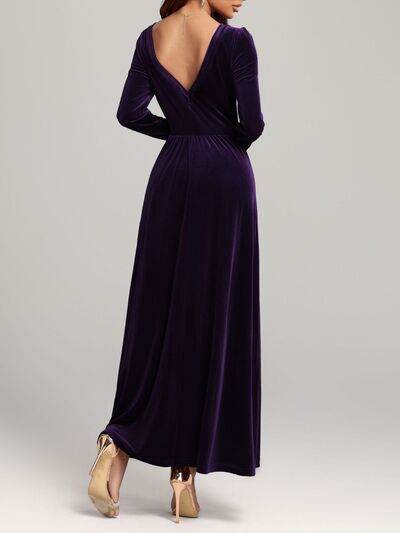 Velvet Square Neck Long Sleeve Dress - Hovatok