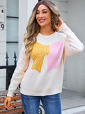 Angel Wings Bow Round Neck Dropped Shoulder Sweater - Hovatok