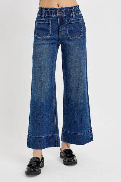 RISEN Elastic Band Wide Leg Jeans - Hovatok