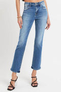 RISEN Full Size Mid Rise Ankle Straight Jeans with Pockets - Hovatok