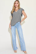 Basic Bae Full Size Bamboo Notched Ruffled Short Sleeve T-Shirt - Hovatok