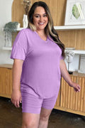 Basic Bae Bamboo Full Size V-Neck Drop Shoulder T-Shirt and Shorts Set - Hovatok