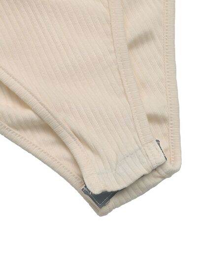 Perfee Decorative Button Round Neck Long Sleeve Bodysuit - Hovatok