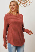 Basic Bae Full Size Ribbed Thumbhole Sleeve T-Shirt - Hovatok