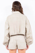 American Bazi Drawstring Waist Crop Jacket - Hovatok
