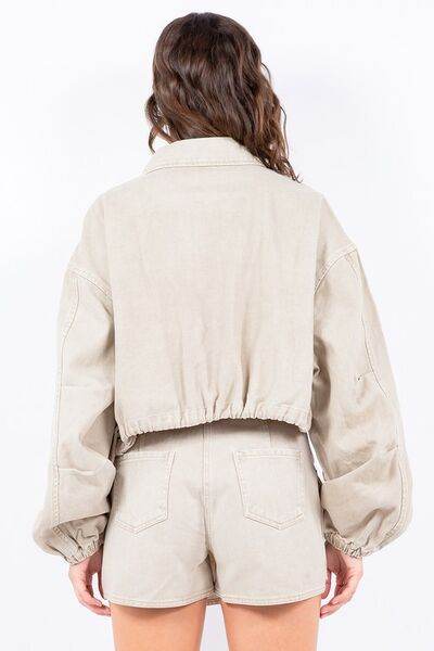 American Bazi Drawstring Waist Crop Jacket - Hovatok